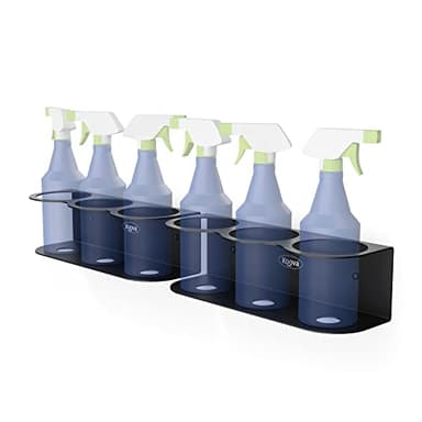 Koova 6 All-Purpose Spray Bottle Holder | Easy Install Wall Mount Hardware Included | Heavy-Duty Powder Coated Steel Storage Rack for Garage And Home | Craft Workspace Paint Bottle Organizer USA Made