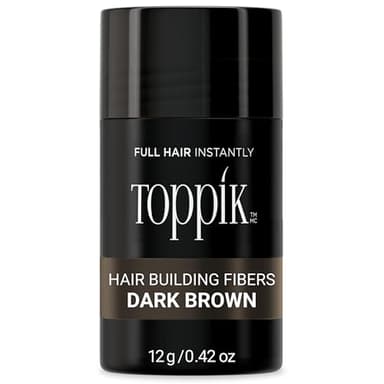 Toppik Hair Building Fibers, Dark Brown, 12g Fill In Fine or Thinning Hair, Instantly Thicker, Fuller Looking, 9 Shades for Men & Women, Keratin Protein Formula