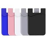 SHANSHUI Phone Card Holder, Silicone Phone Case Wallet Credit Card Holder Strong Adhesive Pocket Stick on Compatible for iPhone & All Smartphones