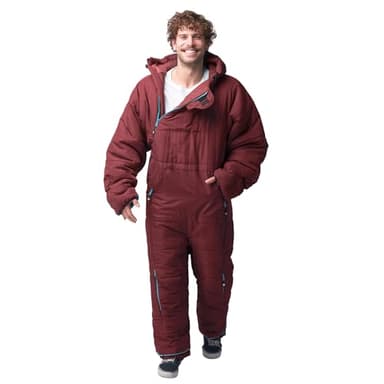 Selk'bag Original Wearable Sleeping Bag - Outdoor and Indoor use for Camping, Hiking, Travel, and Backpacking - Sleeping Bag Suit - Temp Rating 35 to 44 Degrees F - Burgundy Earth (Red) - Small