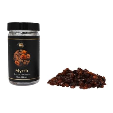 Vrinda® Premium Myrrh Resin – 100% Natural Tree Gum for Incense, Aromatherapy, Spiritual & Healing Use – 50g Pack
