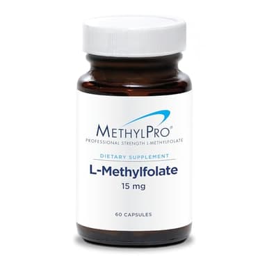 MethylPro 15mg L-Methylfolate (60 Capsules) - Professional Strength Active Methylfolate, 5-MTHF Supplement for Mood, Brain Health + Immune Support, Non-GMO + Gluten-Free with No Fillers