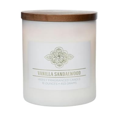 Carolina Vanilla Sandalwood Scented Candle, 16 oz Wellness Relaxing Aromatherapy Candle, 2 Wick White Jar Soy Blend Wax, Candles for Home, 60H Burn - Made in The USA