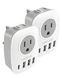 US to UK Ireland Travel Plug Adapter 2 Pack, VINTAR Type G Plug Adapter with 2 Outlets 4 USB Ports(1 USB-C), UK Power Adaptor Converter for USA to England Scotland Dubai Hong Kong British Kenya London