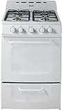 Avanti GRO24P0W Gas Range Oven Compact Freestanding Design, 2.6-Cu.Ft. Capacity 4 Sealed Burners with Electronic Ignition, Includes Broiler Storage Drawer and Accessories, 24-Inch, White