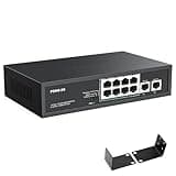8 Port Full Gigabit PoE+ Switch with Rack Mount Ears, with 2 Gigabit Uplink Ports Up to 30W Per PoE Port, Total Budget 120W, 48 Volt 803.af/at Compliant, Compatible with PoE IP Cameras VOIP Phones