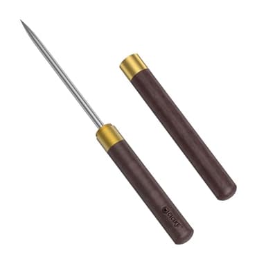 Heavy Duty Ice Pick with Safety Cover - Stainless Steel Wood Handle Ice Chipper for Breaking Ice in Freezer, Kitchen & Bartending - Also for Fishing & Crafts (9 Inch)