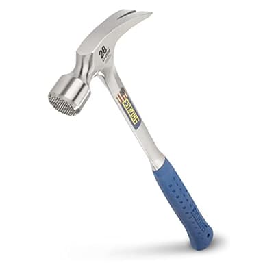 ESTWING Framing Hammer - 28 oz USA Made Long Handle Straight Rip Claw Hammer with Milled Face & Shock Reduction Grip - E3-28SM