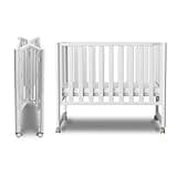 MAMAZING EvoNook 6-in-1 Convertible Mini Crib - Easy Assembly, Portable Folding Baby Mini Crib with Wheels, 100% New Zealand Pinewood, 4 Adjustable Mattress Heights, White with Wheel