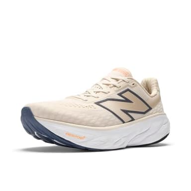 New Balance Men's Fresh Foam X 1080 V14 Running Shoe, Sea Salt/Vintage Indigo/Hot Mango, 10 M