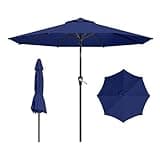 AreShark 9 FT Patio Umbrella for Outdoor, Outdoor Umbrella with Push Button Tilt and Crank, Outdoor Patio Umbrellas with 8 Sturdy Ribs for Market, Garden, Deck, Backyard, Pool (Navy)