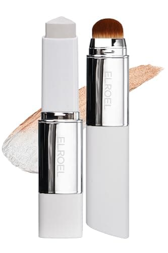 ELROEL Blanc Cover Cream Stick V White - Korean Color-Changing Foundation Stick with Volufiline - Medium to Full Coverage Dewy Finish Base Makeup - Dual-Ended with Detachable Brush (202 Natural)