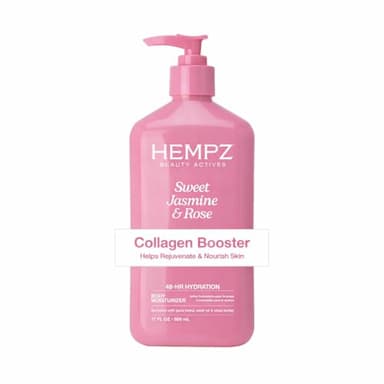 Hempz Sweet Jasmine & Rose Herbal Body Moisturizer for Women, 17 Fl. oz. - Moisturizing Lotion with 100% Pure Hemp Seed Oil, Collagen, Shea Butter - Hydrating Vegan Lotion for Dry Skin