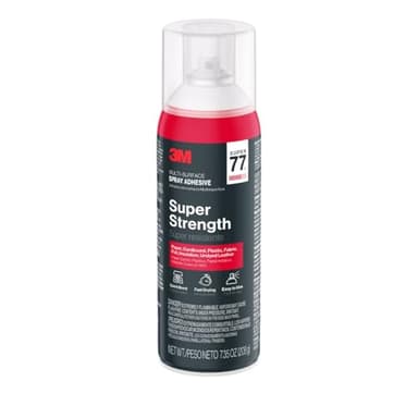 3M Super 77 Multi-Surface Spray Adhesive, 7.35 oz., Low VOC, Quick Bond, Fast Drying, Clear Finish for Foil, Foam, Paper, Metal, Plastic, Fabric, and Cardboard (77-10-NAT)
