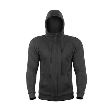 WICKED STOCK-Motorcycle Hoodie-Moisture Wicking-CE Rated Armor-Zip Up Hoodie Black-Mens Motorcycle Jacket