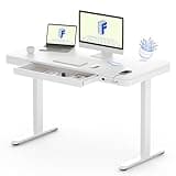 FLEXISPOT Comhar Electric Standing Desk with Drawers Charging USB A to C Port, Height Adjustable 48" Whole-Piece Home Office Computer Laptop Table with Storage (White Top + Frame)