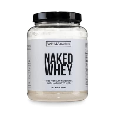 NAKED Whey Vanilla Protein Powder - Only 3 Ingredients - Grass Fed Whey Protein Powder, Vanilla Flavor, and Organic Coconut Sugar, NSF Certified, No GMO, No Soy, and Gluten Free - 24 Servings