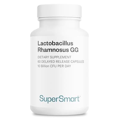 Supersmart Lactobacillus Rhamnosus GG 10 Billion CFU per Day (LGG Probiotic with Inulin) - L. Rhamnosus Supplement | Non-GMO & Gluten Free - 60 DR Capsules