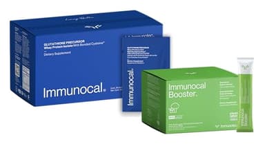 Immunocal Supplement Pack of 2 – 1 Regular and 1 Booster – Whey Protein Isolate and Glutathione Precursor – Includes 50+ Fruits and Vegetables – 30 Servings Each