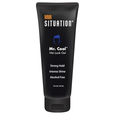Hair Situation Mr. Cool Wet Look Strong Hold Hair Styling Hair Gel, High Shine, Anti-Humidity Shield, Anti-Frizz Fly Away, Alcohol-Free, No Flake Formula Made with Vitamins to Strengthen Hair, 8 Fl Oz