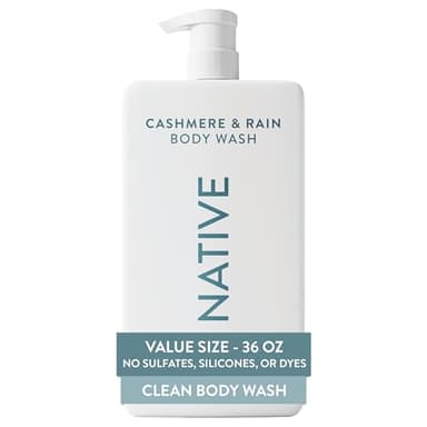 Native Body Wash for Women & Men, Cashmere & Rain, 36 oz Pump Bottle, Sulfate-Free & Gentle