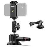UURig SC-01 Suction Mount 3" for Vlogging Action Camera Car Mount w Smartphone Clamp for iPhone 16 15 14 13 Pro Max, 1/4" Magic Arm Adapter Mount Desk Suciton Mount for Car Windshield Window