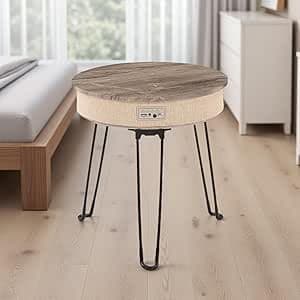 Louis Donné Smart Music Table with Bluetooth 5.0 Speaker & Wireless Charging Station, Portable Foldable End Table with Dual 360° Stereo Sound, Hidden USB Port, Waterproof Outdoor Camping Nightstand
