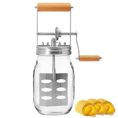 Aeaker Premium Butter Churner – Makes Fresh Homemade Butter in 10 Minutes | 32oz Glass Jar with Stainless Steel Paddle | Hand Crank Butter Maker | Easy to Use & Clean | Perfect for Family Kitchen Fun