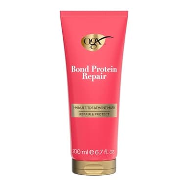 OGX Repair & Protect Bond Protein Repair 1-Minute Treatment Mask, Deep Conditioning Hair Mask Rapidly Repairs for Shiny, Smooth Hair That Lasts Between Washes, 6.7 fl. oz
