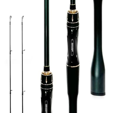 SEASIR Dark Dragon Carbon Fiber Fishing Rod, Dual Tips Medium & Medium Light Spinning Rod, Saltwater Freshwater Baitcasting Rod, 2 Piece Baitcaster Rod, Ultralight, Ceramic Ring, Black/Green