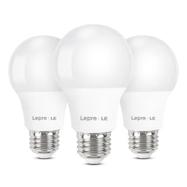 Lepro LED Light Bulbs 60 Watt Equivalent, 9W 800 Lumens Non-Dimmable, Warm White 2700K, A19 E26 Standard Medium Base, 10000 Hour Lifetime 3 Count (Pack of 1)