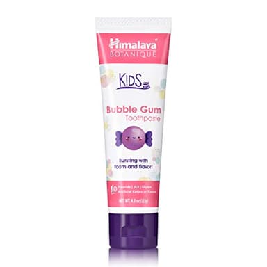 Himalaya Botanique Kids Toothpaste with Xylitol, Bubble Gum Flavor - Gentle Fluoride Free Toothpaste - Vegan, Gluten Free, SLS Free, No Artificial Flavors or Colors, 4 oz