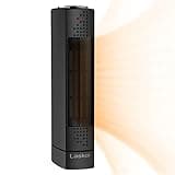 Lasko Oscillating Ceramic Slim Tower Desktop Space Heater for Home with Thermostat and 2 Speeds, 14 Inches, Black, 1500W, CT14101