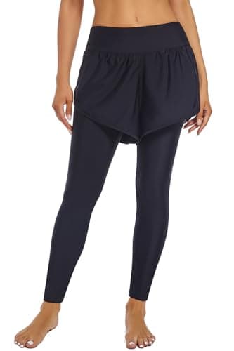 Seagoo Women's Swim Short with Swim Leggings Swimming Board Shorts Sun Protection High Waisted Bathing Suit Boy Shorts M Black