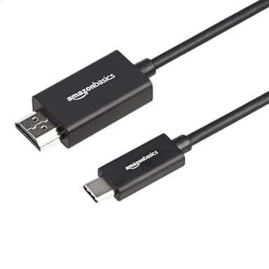 Amazon Basics Premium Aluminum Uni-Directional USB-C (Source) to HDMI (Display) Cable Adapter (Thunderbolt 3 Compatible) 4K@60Hz, 3-Foot, Black