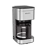 KRUPS Coffee Maker 10 Cups Simply Brew Stainless Steel Drip Coffee Maker, 900 Watts Coffee Filter, Drip Free, Dishwasher Safe Pot Silver and Black