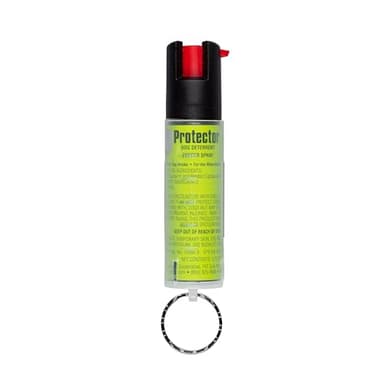 SABRE Protector Dog Pepper Spray with Key Ring, 14 Bursts, 12-Foot (4-Meter) Range, Humane Dog Attack Deterrent for Aggressive Dogs, Max Strength Allowed By EPA Dog Spray Self Defense, 0.75 fl oz