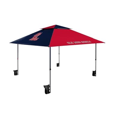 Logo Brands NCAA Ole Miss Rebels Pop-Up 12x12 Canopy - Easy Setup with Built-in Wheels, Vented Roof for Airflow, Includes Sandbags, Stakes, and Tie-Downs – Tent for Tailgate & Outdoor Events