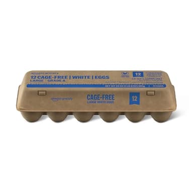 Amazon Grocery, Cage-Free Large White Eggs, Grade A, 12 Ct