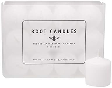 Root Candles Fragrance Free Votive Candles Premium 10-Hour Votives Handcrafted Beeswax Blend Candle, 12-Count, Unscented