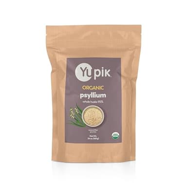 Yupik Organic Whole Husk Psyllium 24 Oz, 95% Purity, Soluble Fiber, USDA Certified, Non-GMO, Kosher, Gluten-Free, Sugar-Free & Fat-Free, Unflavored, Plant-Based, Ideal for Oatmeal & Cereal