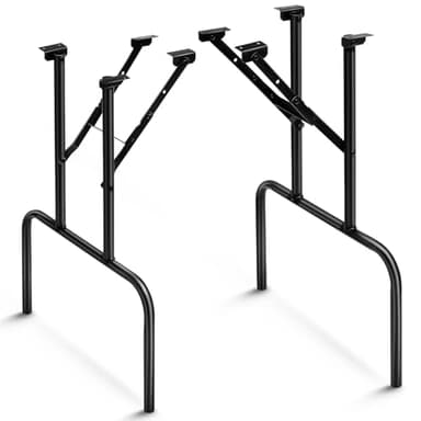 Tandefio 2 Pcs Folding Table Legs 28 Inch Banquet Foldable Table Legs Collapsible Heavy Duty Steel Furniture for Home, Kitchen, DIY or Repairs Desks (Black)
