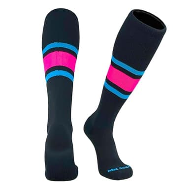 Mk Socks Competitor OTC Baseball, Football Socks - Black Neon Blue Hot Pink