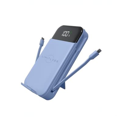 Limitless Innovations Ultimate Pro 15,000mAh Portable Power Bank PD 20W with Built-in Cables, Wireless Charging, Flashlight, Wall Plug, & Digital Display, for iPhone, Samsung, & More