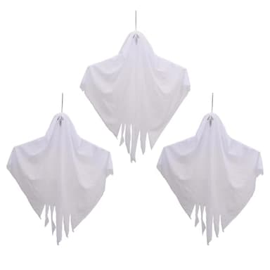 3 Pack Halloween Hanging Ghosts - 23.6 Inch Flying Ghosts Ideal for Halloween Decorations Indoor & Outdoor, Party Decor, Front Yard, Porch, Patio, Lawn, Garden Trees and Wreath