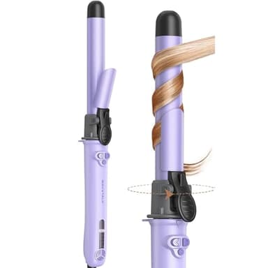 Wavytalk 1 Inch Rotating Curling Iron, Curl Cycle, Automatic Curling Wand for Long Hair, Get Effortless Beach Waves with Self Spinning Barrel up to 430°F with Home Button, Dual Voltage, Purple