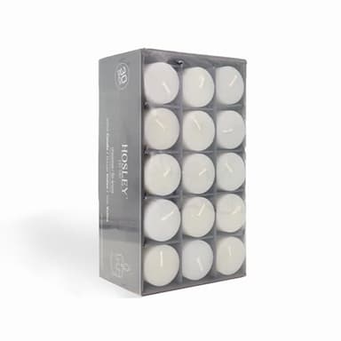Hosley Set of 30 Unscented White Votive Candles – Bulk Pack, Clean-Burning, Long-Lasting 10-12 Hour Burn Time – Ideal for Weddings, Home Décor, Spa, and Events