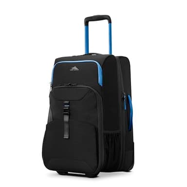 High Sierra Hi-Life 22-Inch Carry-On Wheeled Duffle - Features Smooth Rolling Wheels, WetPak Pockets, Stack-It Strap, Adjustable Handle, Fleece Pocket, Padded Laptop Sleeve, Expandable - Black/Blue