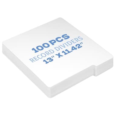 100 Pcs Vinyl Record Dividers 11.4 x 13 Inch Thick Cardboard Blank Writable LP Record Separators Reusable White Record Album Organizer Vinyl Storage Accessories for Records, DVDs, and Albums