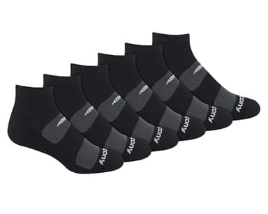 Saucony Men's Multi-Pack Mesh Ventilating Comfort Fit Performance Quarter Socks (6 & 12)